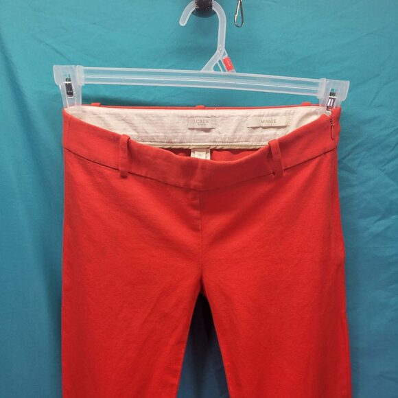 J. Crew Womens Minnie Stretch Pants 00 Red Cotton Blend - Picture 3 of 7